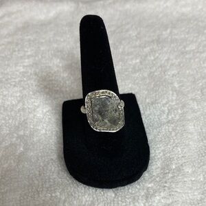 Organic Silver Ring with Sliced Gemstone